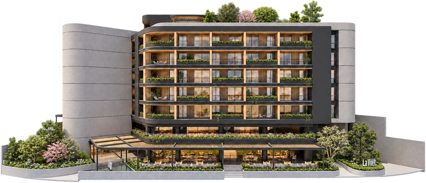 Edificio La Vilet con su plaza comercial